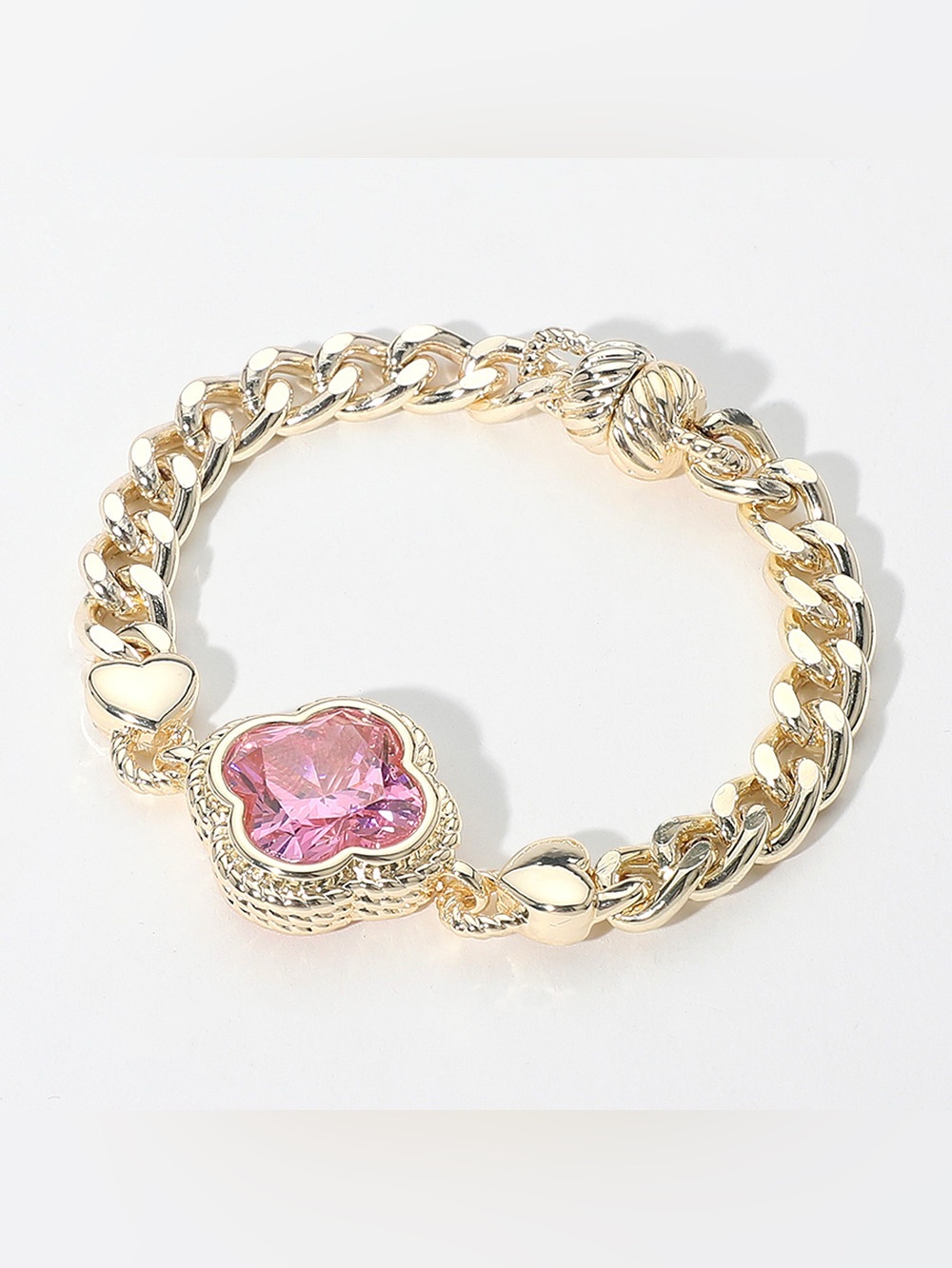 14K Gold Plated CZ Quatrefoil Stone Pointed Magnetic Bracelet